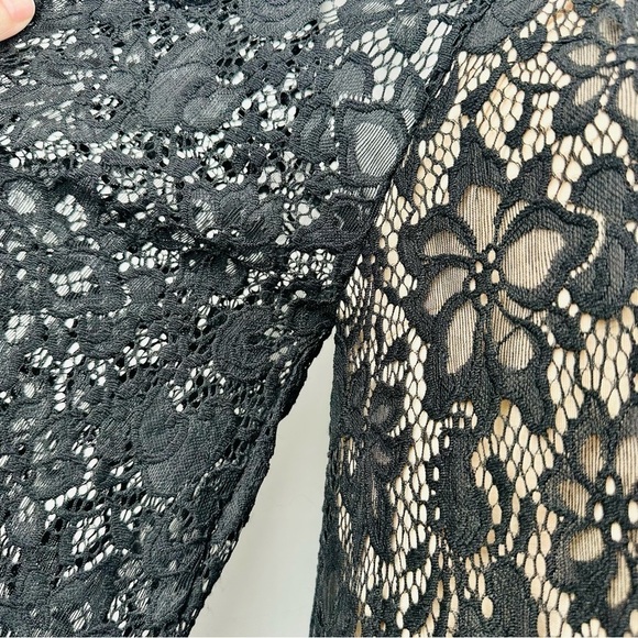 Umgee Floral Black Lace Off Shoulder/Round Neck Mini Dress Size Large *Stunning* - Picture 6 of 11